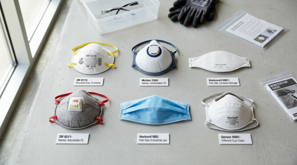 N95 respirator masks for mold remediation safety comparison