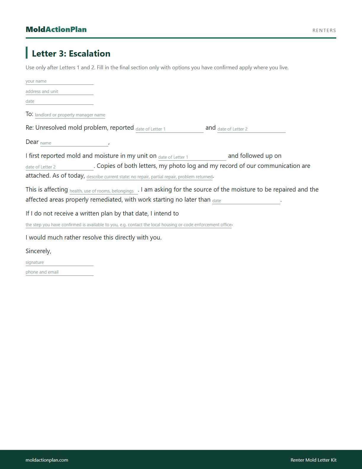 Renter Mold Letter Kit sample page 2
