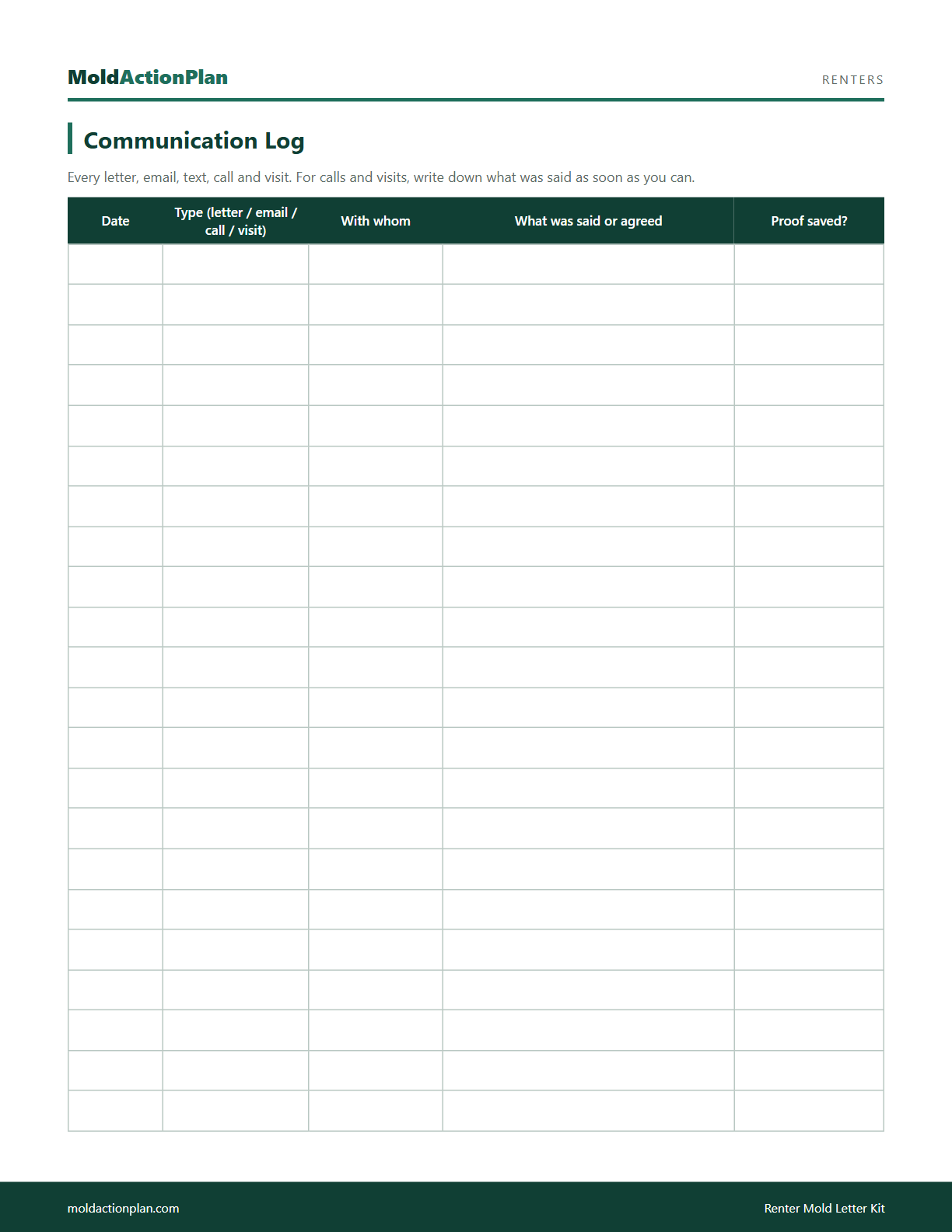 Renter Mold Letter Kit sample page 3